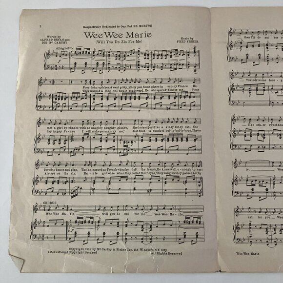 1910s 20s Vintage Sheet Music  Rudy Vallee Ziegfeld Follies Ramona WeeWee Marie - Picture 13 of 15